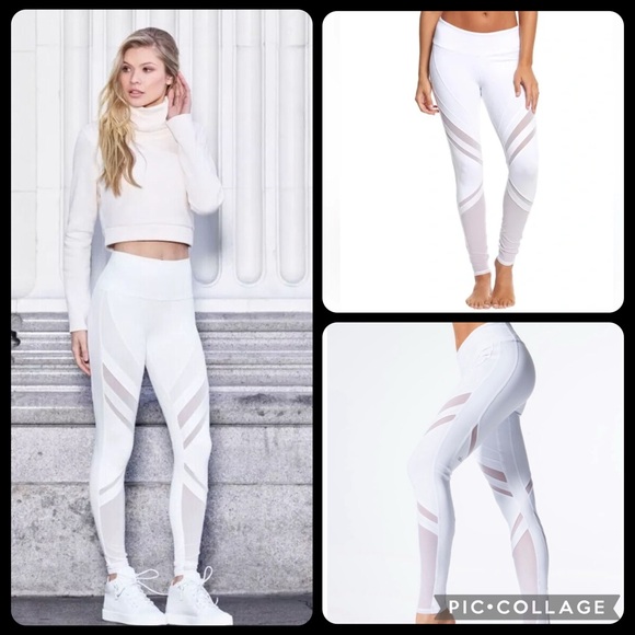 ALO Epic Mesh Leggings Size XS White High Waist Yoga NWOT - Picture 1 of 9